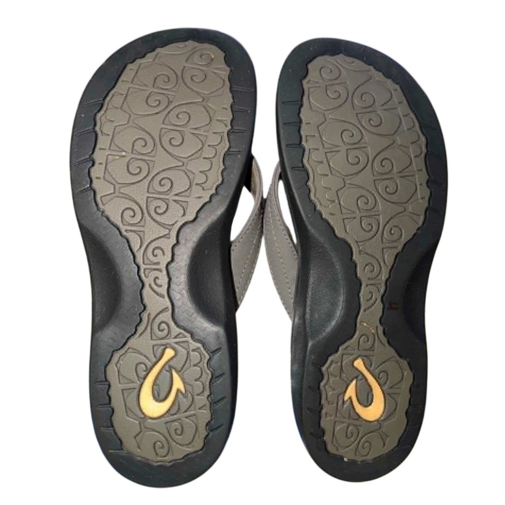 OluKai Ohana Women's Comfort Flip Flops Size 7 Gray Black Sandals Water Friendly - Picture 4 of 9